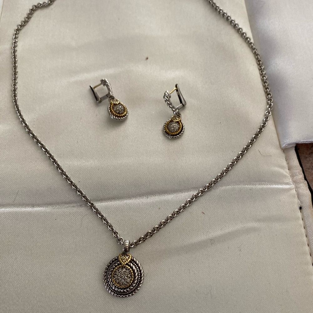 Judith Ripka Diamond Pave Necklace and Earrings - Picture 5 of 5